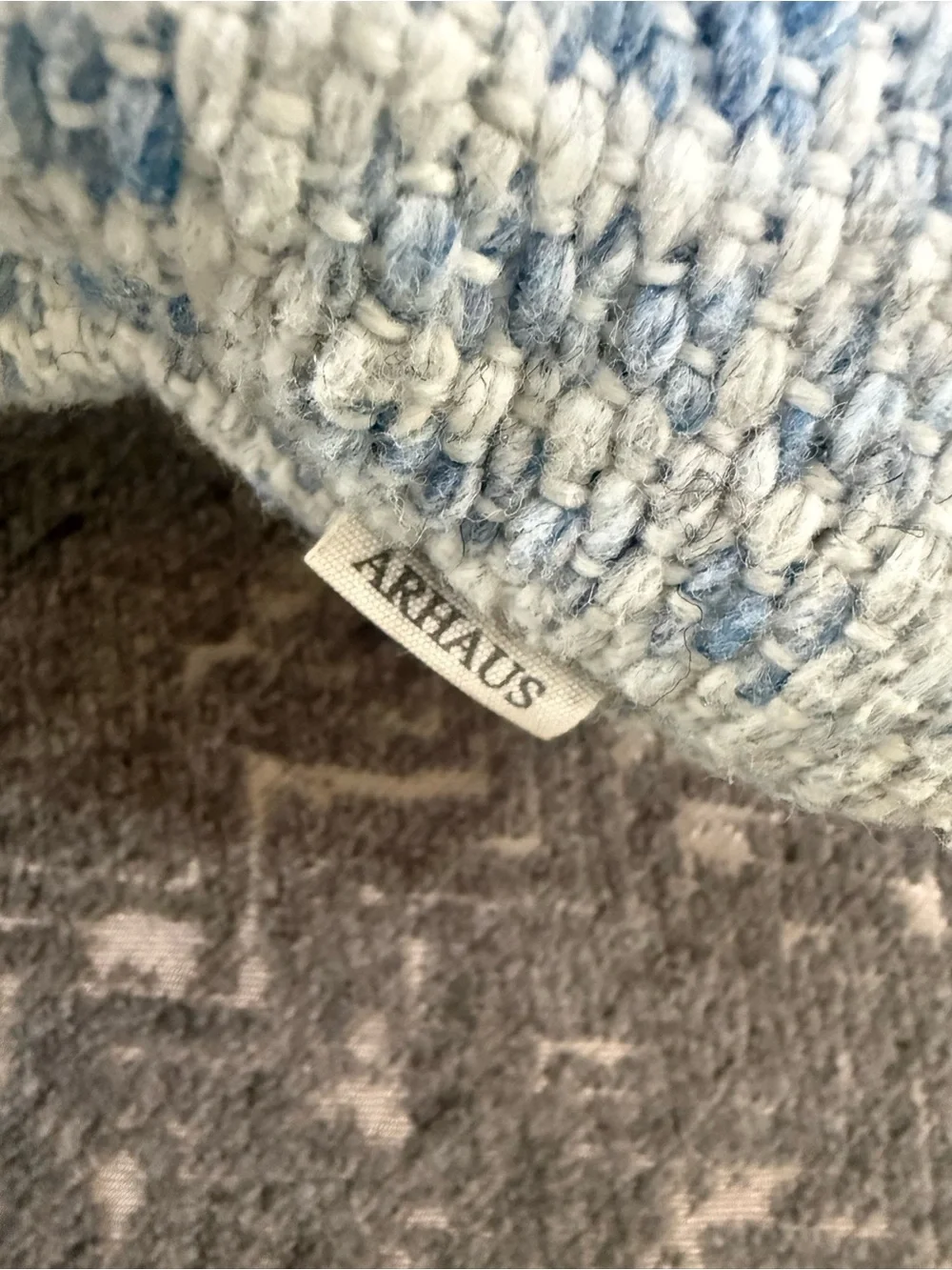 Unused Arhaus indoor/outdoor Pillow —blue and gray
